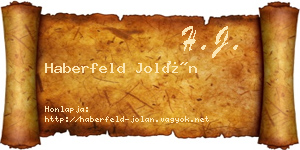 Haberfeld Jolán névjegykártya